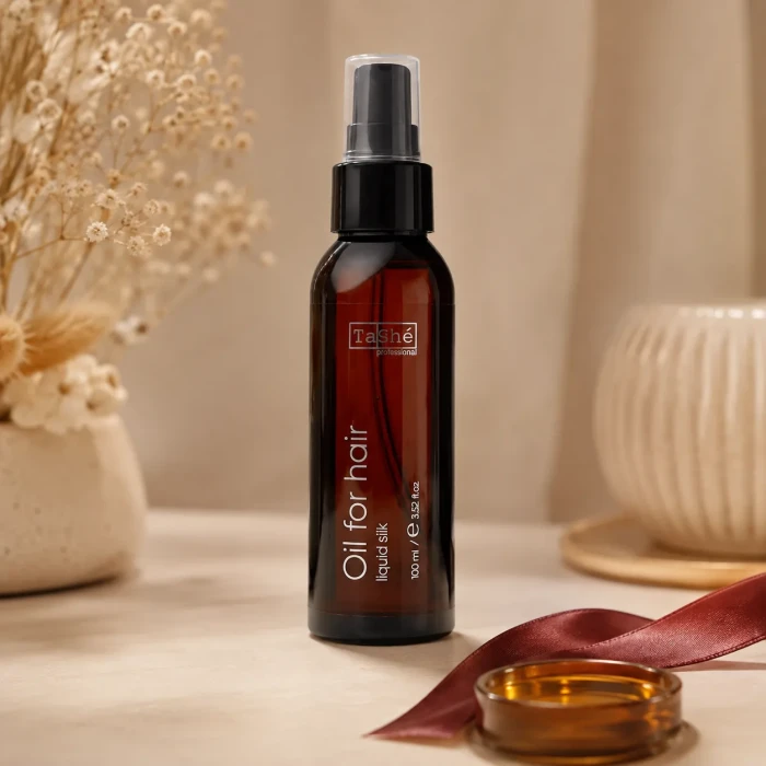 Tashe Liquid Silk — Масло-термозащита для волос с натуральными маслами макадамии, авокадо и миндаля