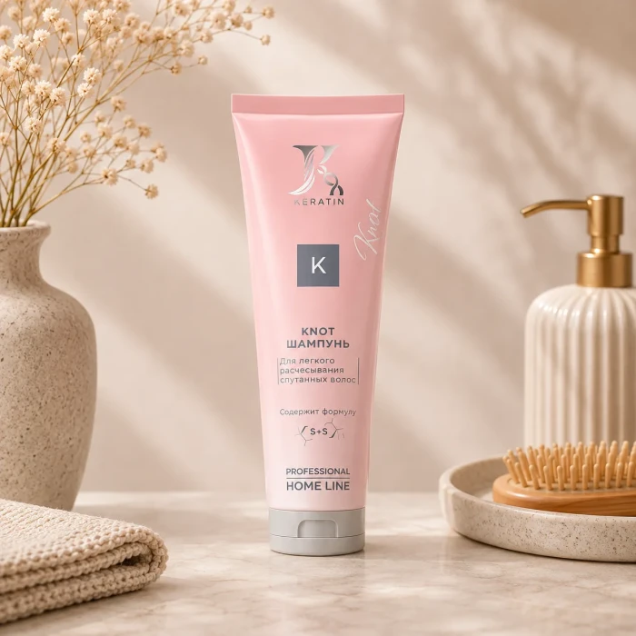 JKeratin KNOT — Шампунь для легкого расчесывания спутанных волос с ароматом персика и розового перца