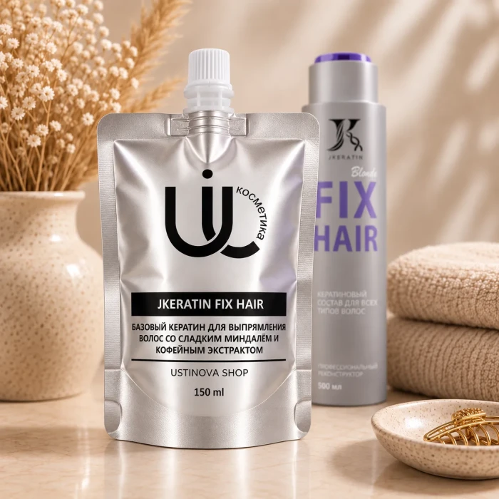 Jkeratin Fix Hair — Базовый кератин для выпрямления волос со сладким миндалём и кофейным экстрактом